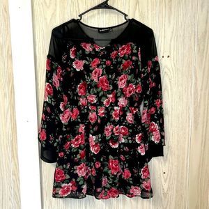 Kidpik Large 12 youth dress. Long sleeve with elastic waist. Black with red